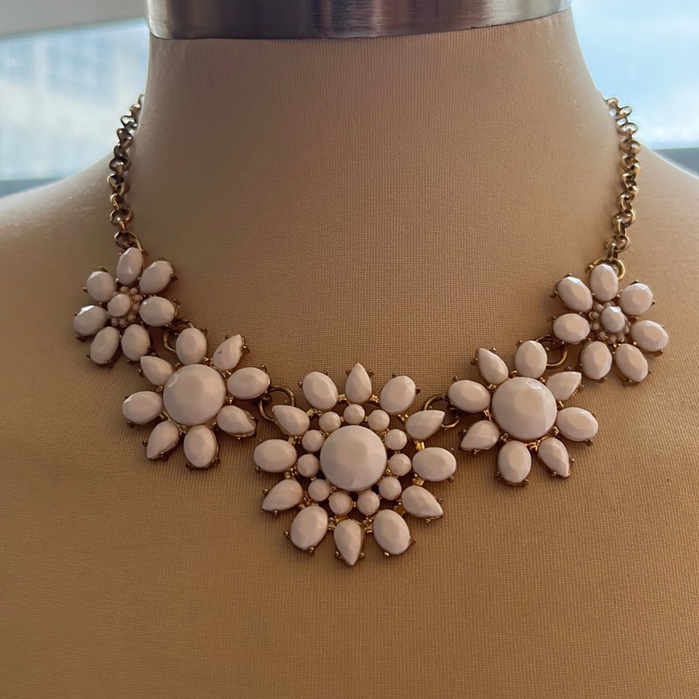 White floral statement necklace